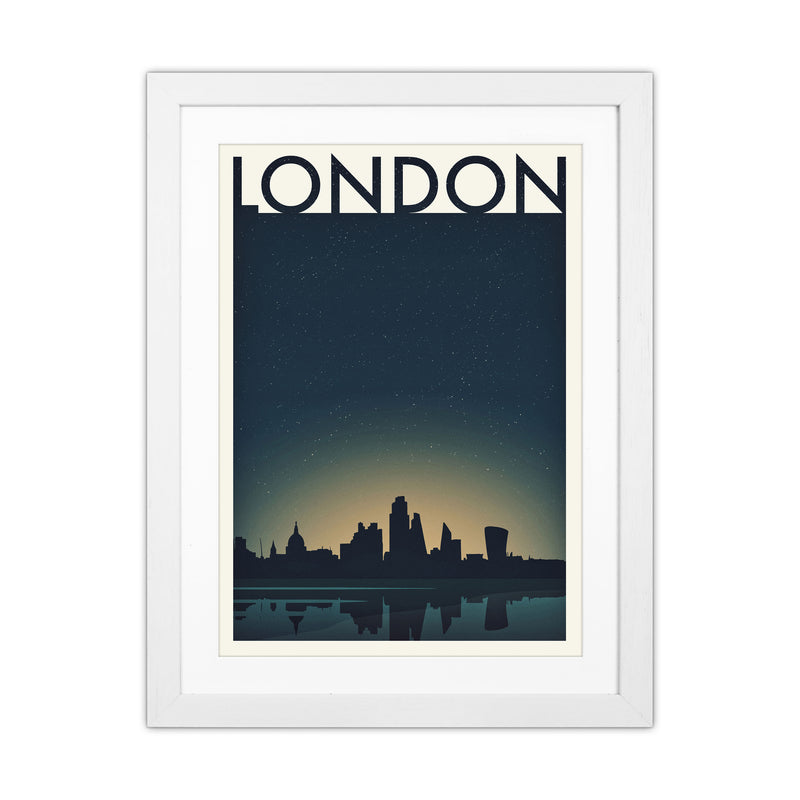 London 4 (Night) Travel Art Print by Richard O'Neill White Grain