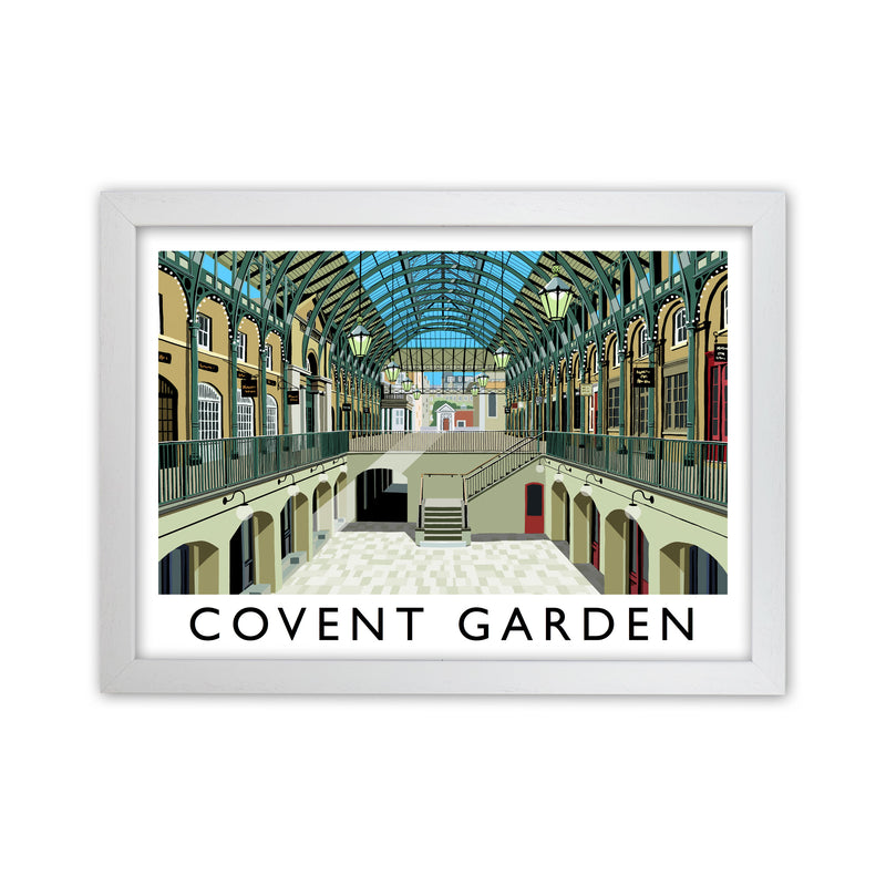 Covent Garden London Vintage Travel Art Poster by Richard O'Neill, Framed Wall Art Print, Cityscape, Landscape Art Gifts White Grain