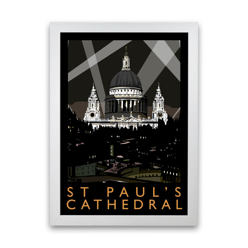 St Paul's Cathedral London Framed Digital Art Print by Richard O'Neill, Wooden Framed Wall Art White Grain