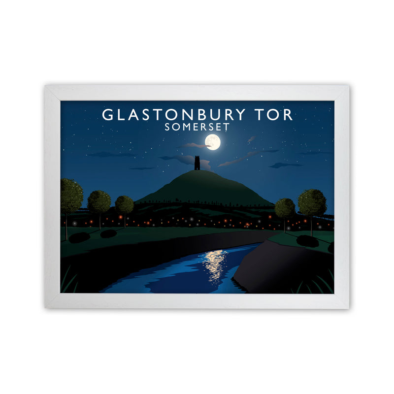 Glastonbury Tor Night by Richard O'Neill White Grain