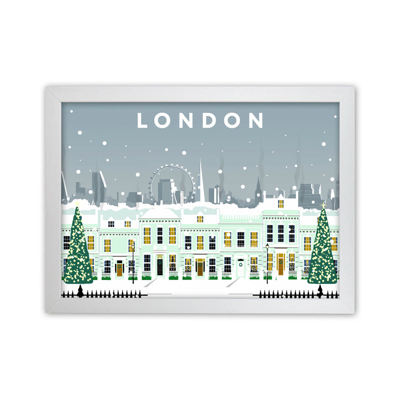 London Cherry Tree Lane In Snow by Richard O'Neill White Grain