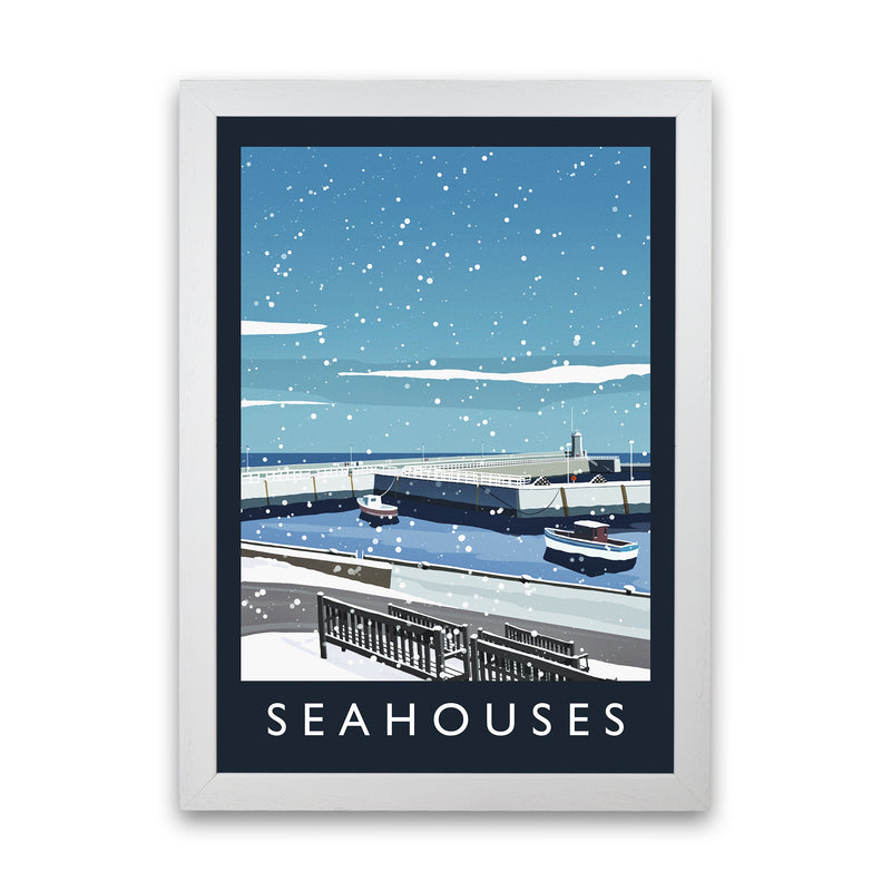 Seahouses (snow) portrait by Richard O'Neill White Grain