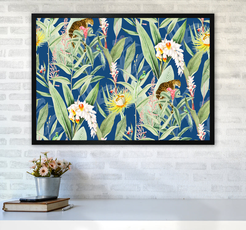 Leopard & Flowers Art Print by Seven Trees Design A1 White Frame