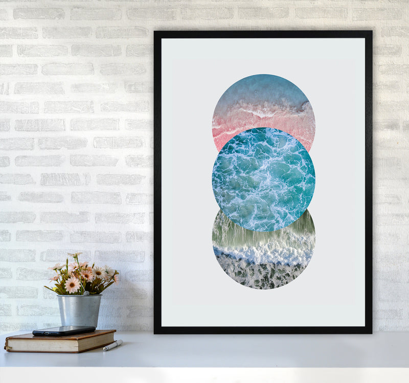 Ocean Circles Art Print by Seven Trees Design A1 White Frame