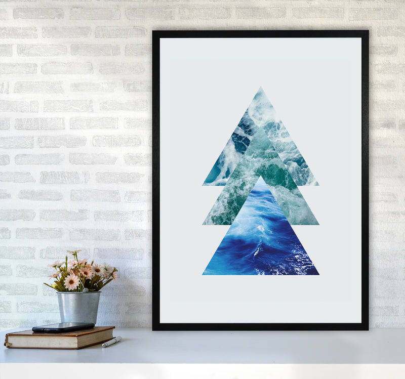 Ocean Triangles Art Print by Seven Trees Design A1 White Frame