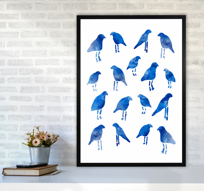 The Blue Birds Art Print by Seven Trees Design A1 White Frame