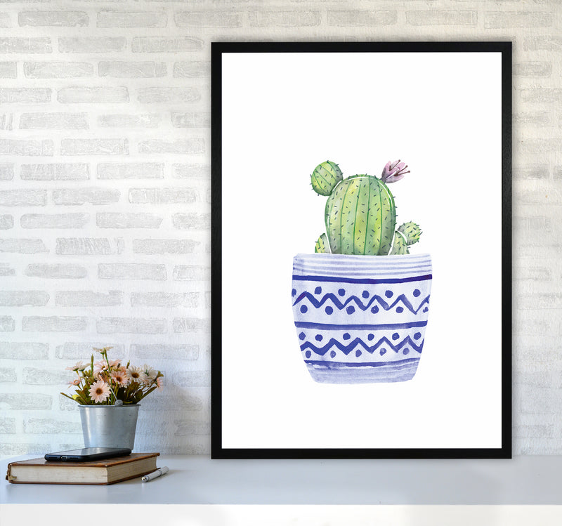 The Blue Cacti Art Print by Seven Trees Design A1 White Frame