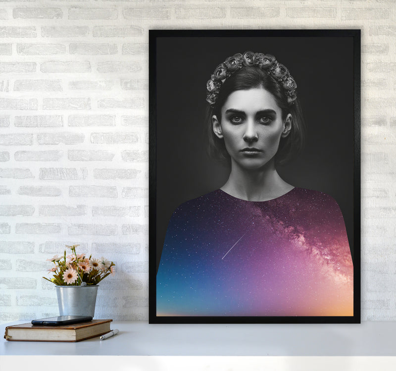 The Girl And The Stars Art Print by Seven Trees Design A1 White Frame