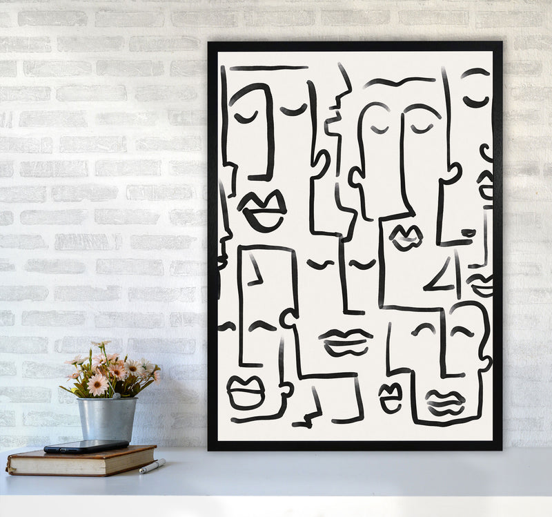 Faces Drawing Art Print by Seven Trees Design A1 White Frame