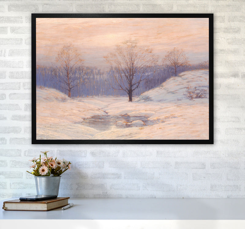 Snowy Sunset Art Print by Seven Trees Design A1 White Frame