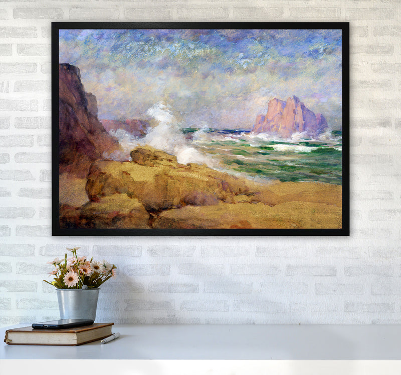 The Ocean and the Bay Painting Art Print by Seven Trees Design A1 White Frame