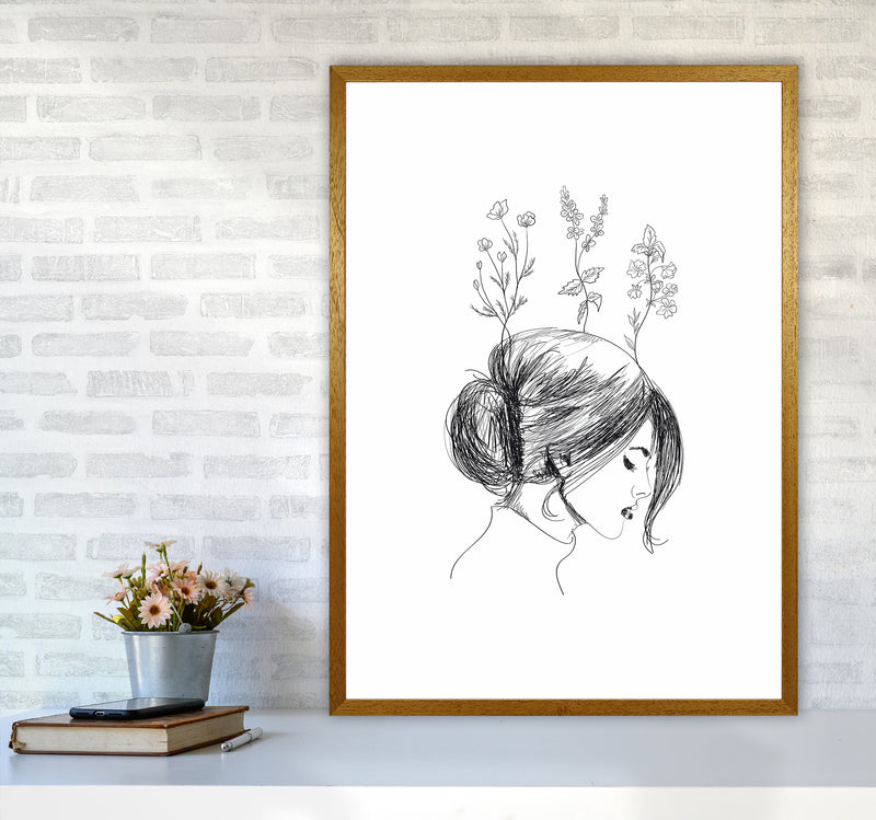 Hand Drawn Flower Girl Art Print by Seven Trees Design A1 Print Only