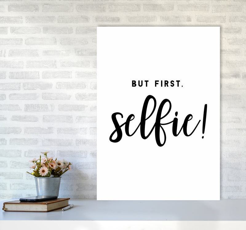 But First Selfie Quote Art Print by Seven Trees Design A1 Black Frame