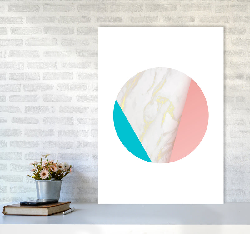 Pink Marble Circle I Abstract Art Print by Seven Trees Design A1 Black Frame