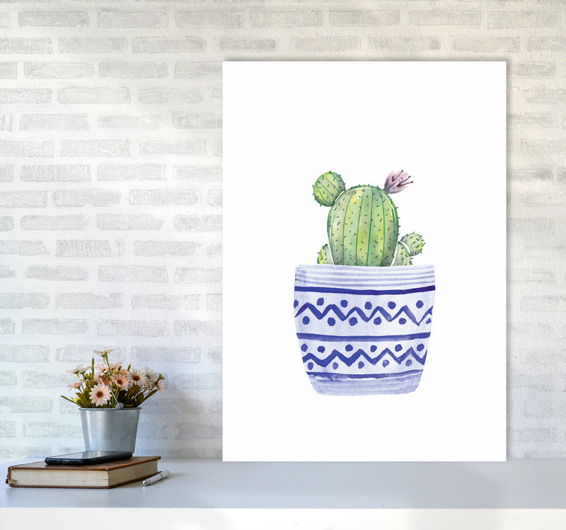 The Blue Cacti Art Print by Seven Trees Design A1 Black Frame