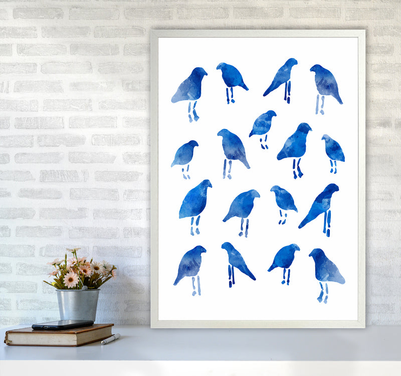 The Blue Birds Art Print by Seven Trees Design A1 Oak Frame