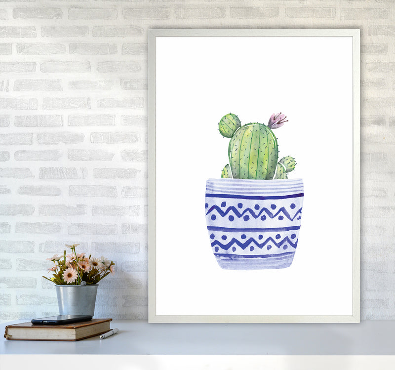 The Blue Cacti Art Print by Seven Trees Design A1 Oak Frame