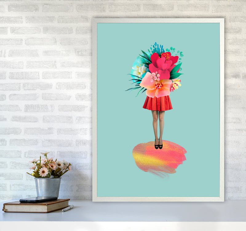 The Floral Girl Art Print by Seven Trees Design A1 Oak Frame