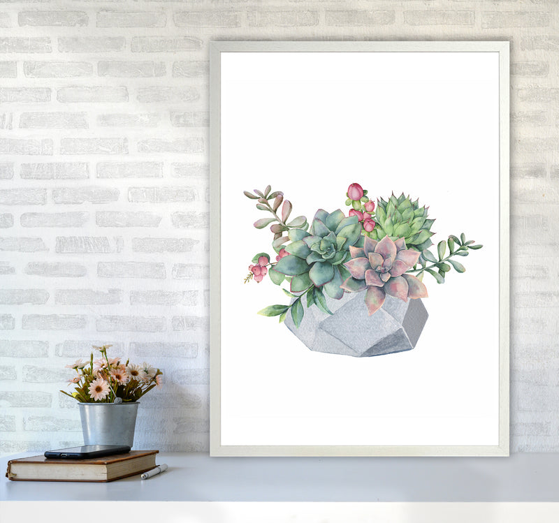 The Watercolor Succulents Art Print by Seven Trees Design A1 Oak Frame