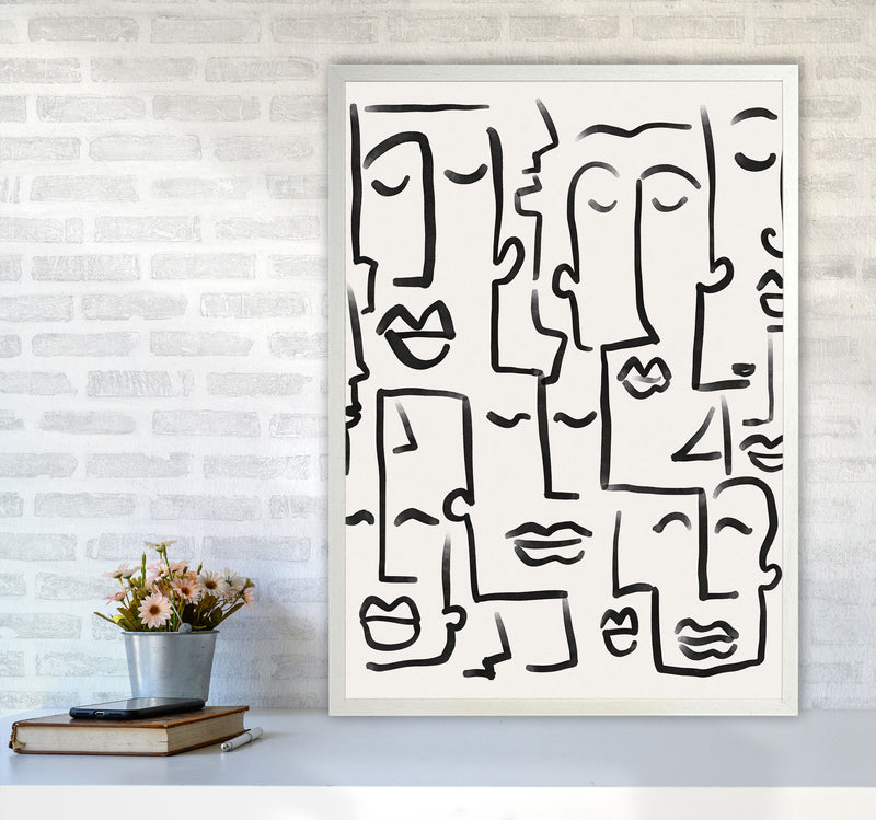 Faces Drawing Art Print by Seven Trees Design A1 Oak Frame