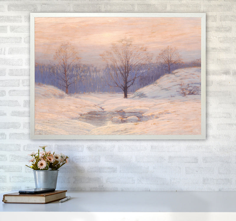 Snowy Sunset Art Print by Seven Trees Design A1 Oak Frame