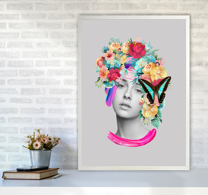 The Girl and the Butterfly Art Print by Seven Trees Design A1 Oak Frame