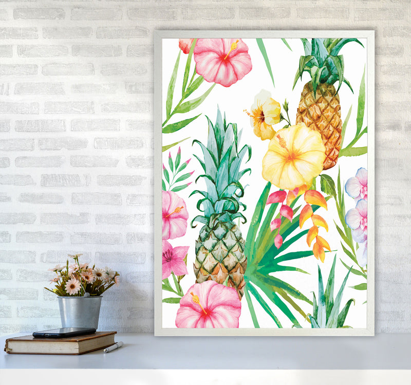 The tropical pineapples Art Print by Seven Trees Design A1 Oak Frame