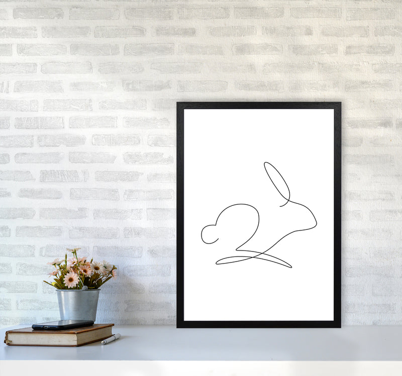 One Line Rabbit Art Print by Seven Trees Design A2 White Frame