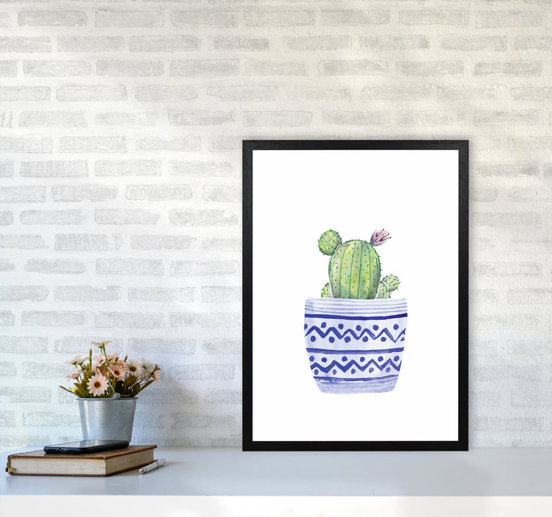 The Blue Cacti Art Print by Seven Trees Design A2 White Frame