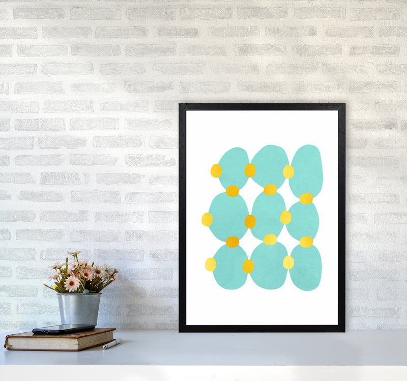 The Blue Islands Abstract Art Print by Seven Trees Design A2 White Frame