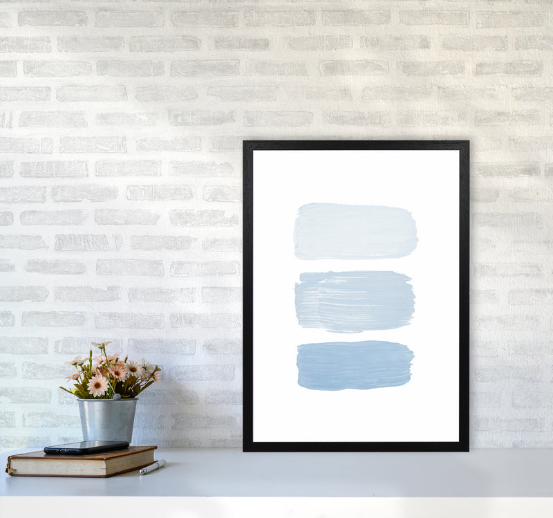 The Blue Strokes Abstract Art Print by Seven Trees Design A2 White Frame