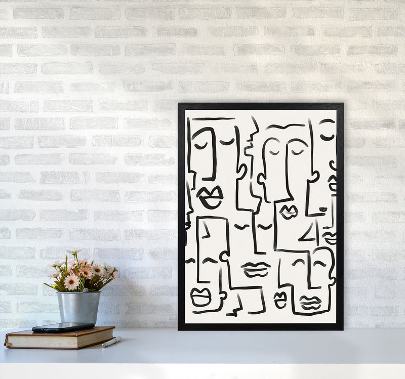 Faces Drawing Art Print by Seven Trees Design A2 White Frame