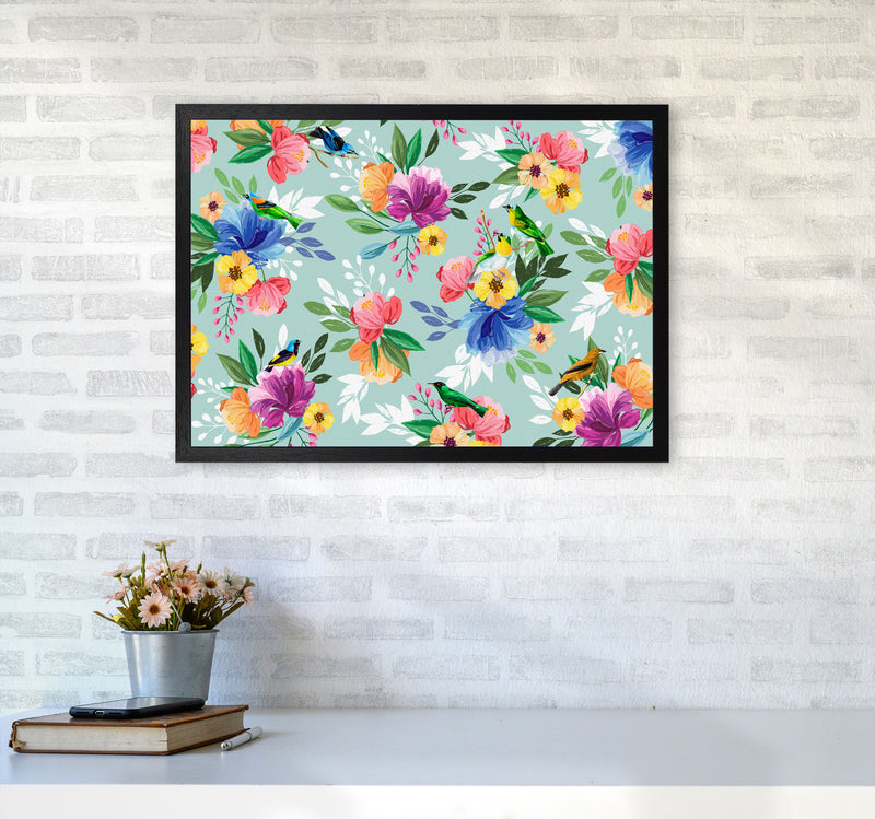 flowers birds Art Print by Seven Trees Design A2 White Frame