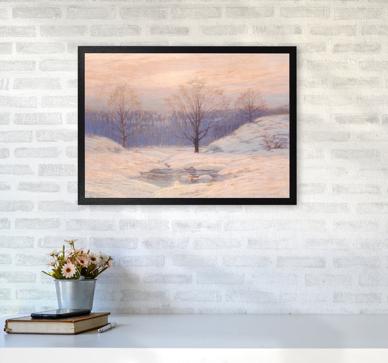 Snowy Sunset Art Print by Seven Trees Design A2 White Frame
