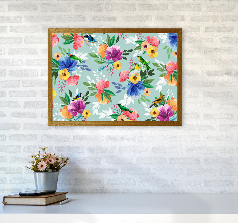 flowers birds Art Print by Seven Trees Design A2 Print Only