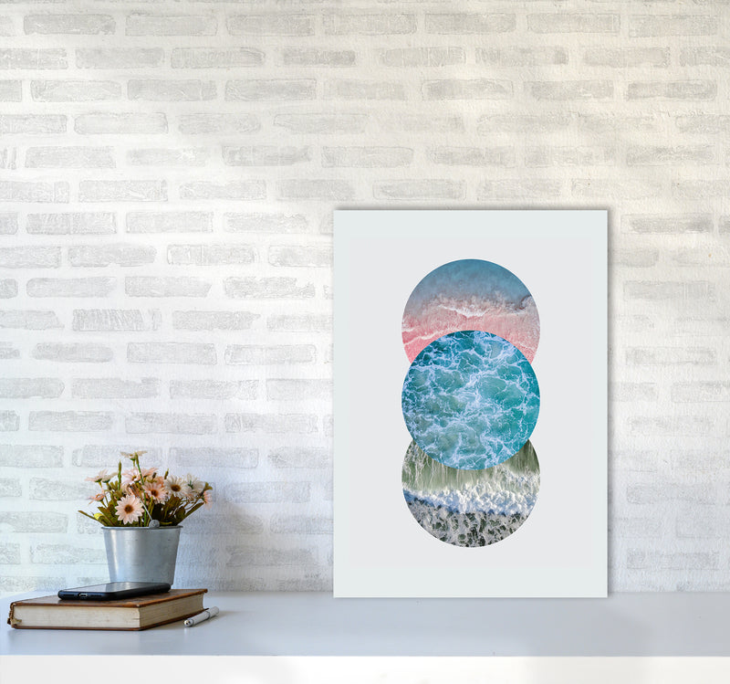 Ocean Circles Art Print by Seven Trees Design A2 Black Frame