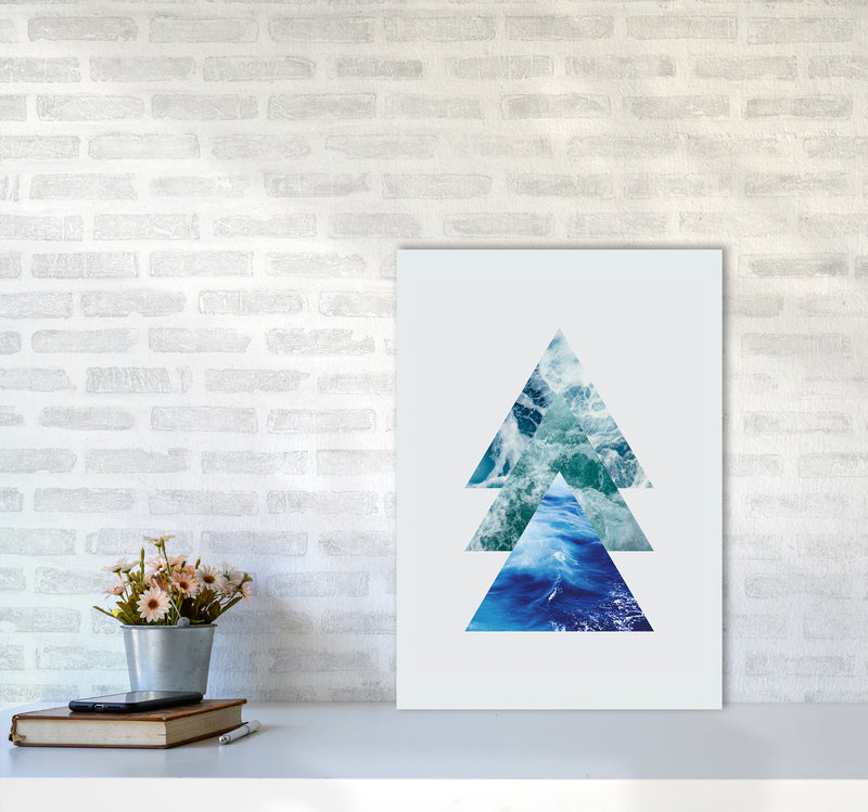 Ocean Triangles Art Print by Seven Trees Design A2 Black Frame