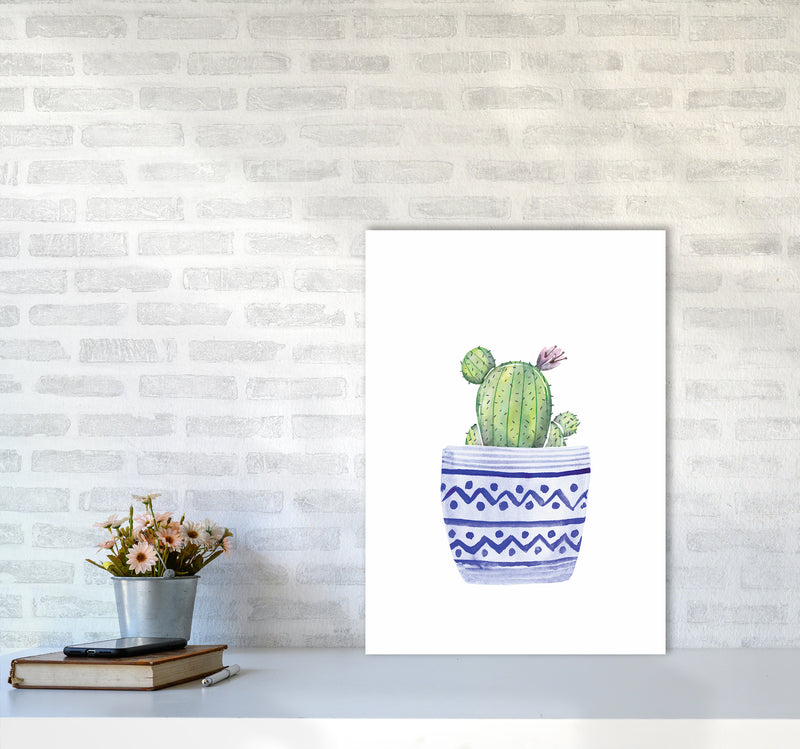 The Blue Cacti Art Print by Seven Trees Design A2 Black Frame