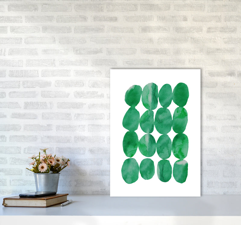 Watercolor Emerald Stones Art Print by Seven Trees Design A2 Black Frame