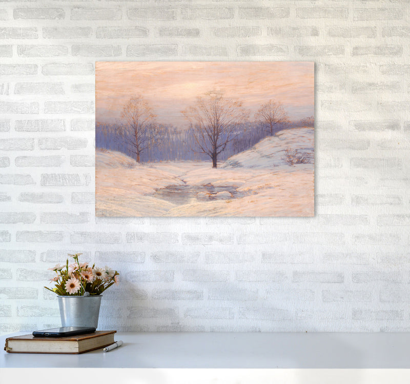 Snowy Sunset Art Print by Seven Trees Design A2 Black Frame