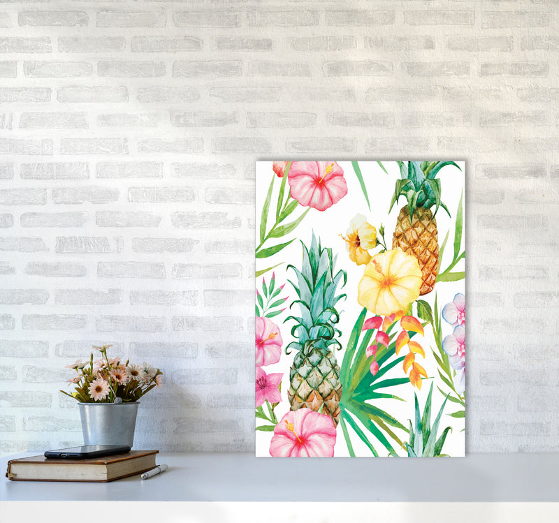 The tropical pineapples Art Print by Seven Trees Design A2 Black Frame