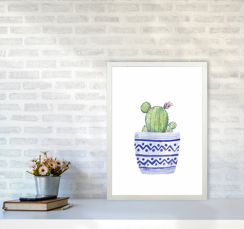 The Blue Cacti Art Print by Seven Trees Design A2 Oak Frame