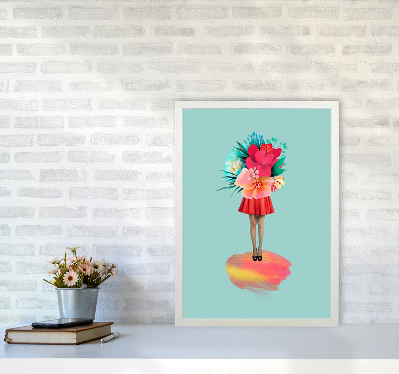 The Floral Girl Art Print by Seven Trees Design A2 Oak Frame