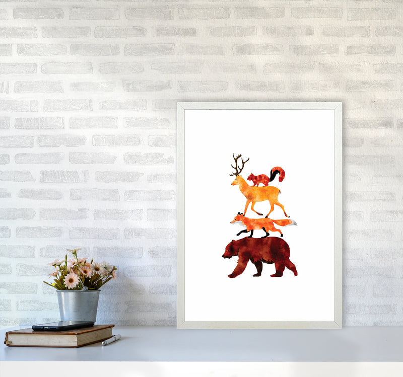 The Forest Friends Childrens Art Print by Seven Trees Design A2 Oak Frame
