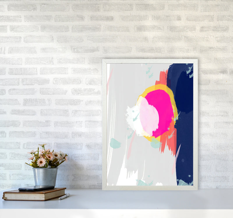 The Happy Paint Strokes Abstract Art Print by Seven Trees Design A2 Oak Frame