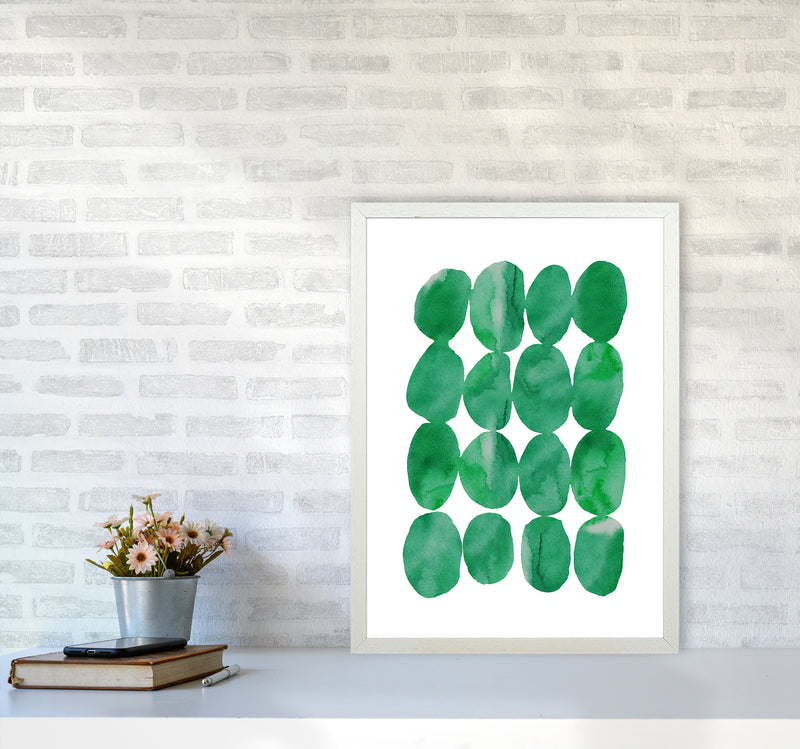 Watercolor Emerald Stones Art Print by Seven Trees Design A2 Oak Frame