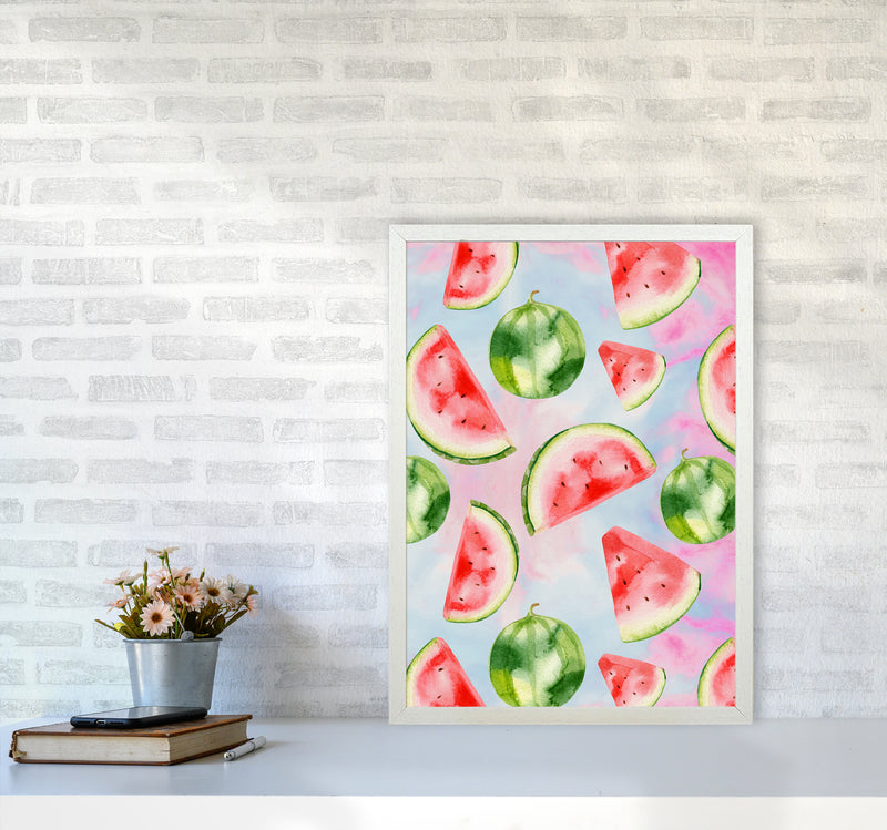 Watermelon in the Sky Kitchen Art Print by Seven Trees Design A2 Oak Frame