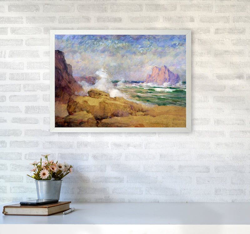 The Ocean and the Bay Painting Art Print by Seven Trees Design A2 Oak Frame