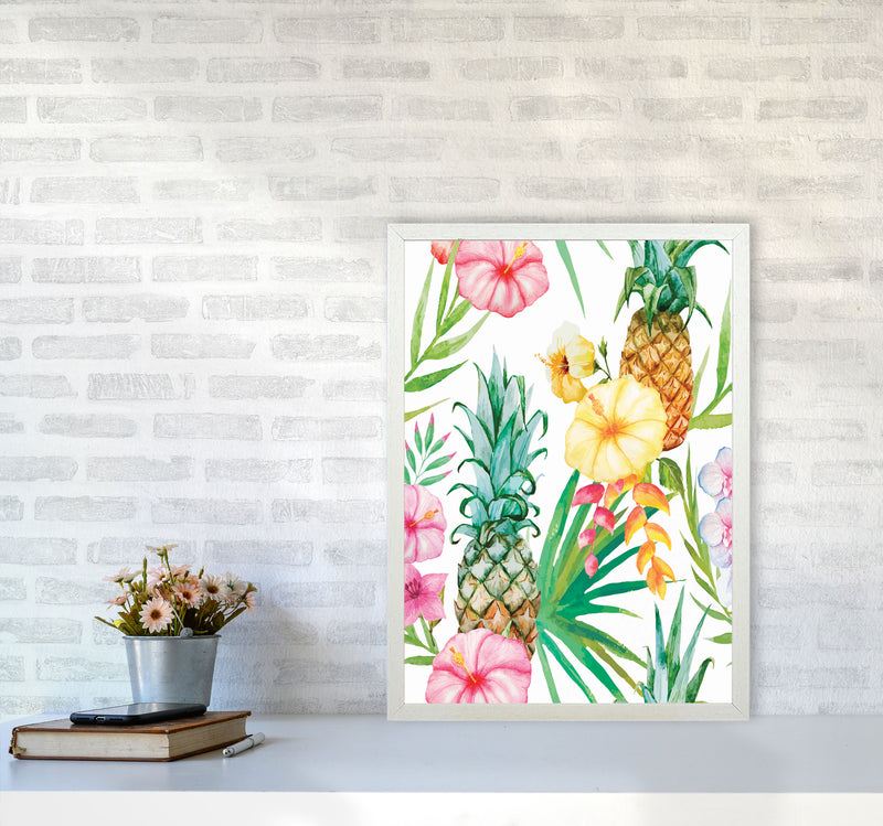 The tropical pineapples Art Print by Seven Trees Design A2 Oak Frame
