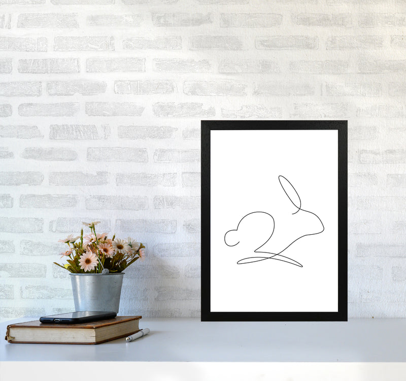One Line Rabbit Art Print by Seven Trees Design A3 White Frame